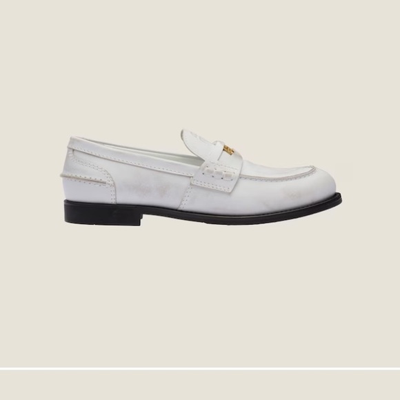 Miu Miu  Penny White Leather Loafers - size 8 - Picture 3 of 8